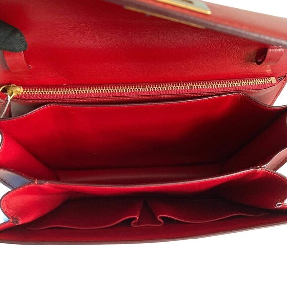 Celine Box Calfskin Medium Classic Box Flap Red - Picture 7 of 9